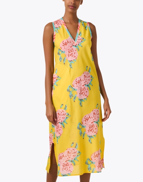Front image - Lisa Corti - Cheack Yellow Multi Print Dress