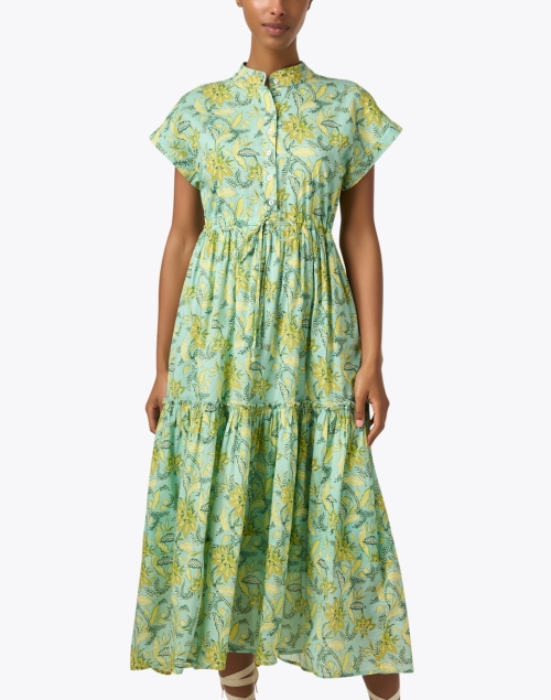 Front image - Ro's Garden - Mumi Green Floral Print Cotton Dress