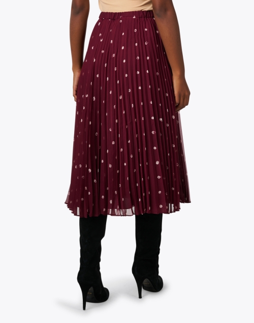 Back image - Jason Wu - Burgundy Dot Print Pleated Skirt