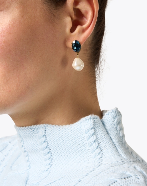 Look image - Jennifer Behr - Tunis Sapphire Crystal and Pearl Drop Earrings