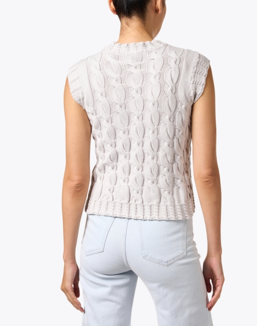 Back image - Emporio Armani - Grey Cable Knit Sleeveless Top