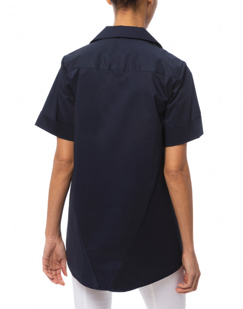 Back image - Hinson Wu - Betty Navy Short Sleeve Button Down Stretch Cotton Shirt
