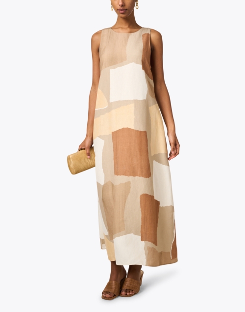 Beige Multi Print Maxi Dress