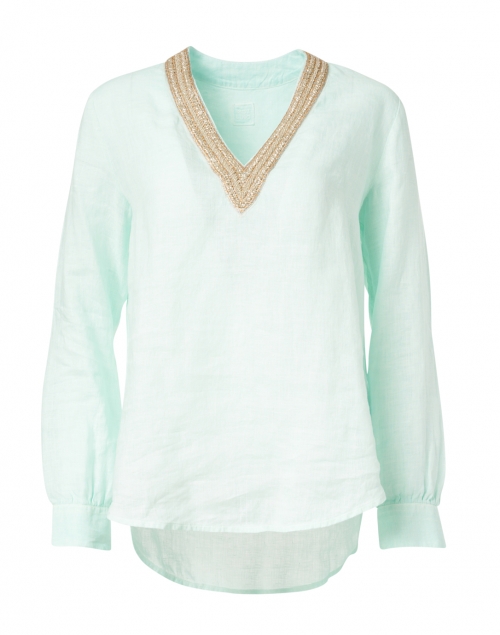 Product image - 120% Lino - Pacific Green Embellished Linen Shirt