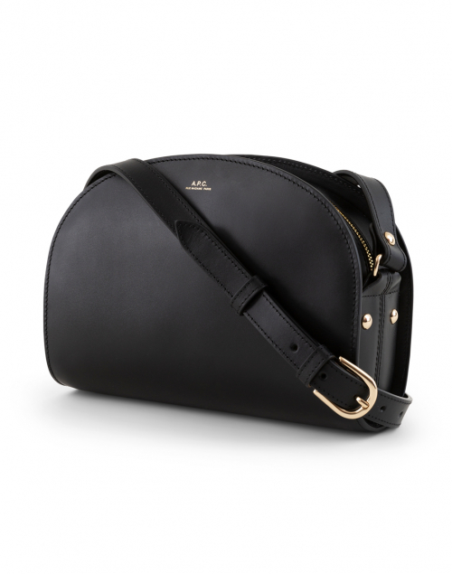 Front image - A.P.C. - Black Demi Lune Leather Crossbody Bag