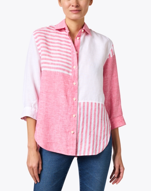 Front image - Hinson Wu - Halsey Pink and White Linen Shirt