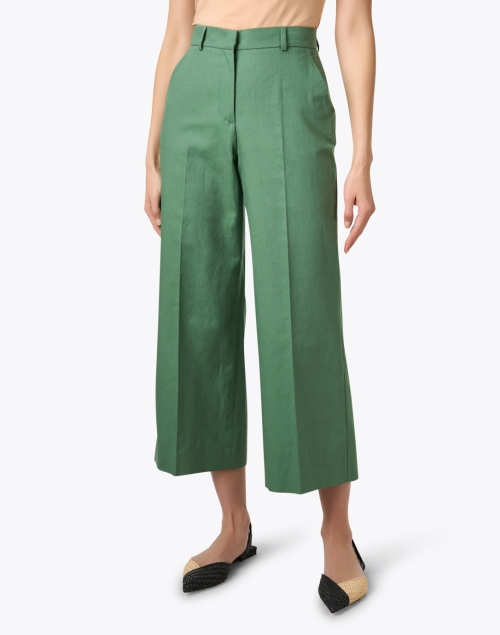 Front image - Weekend Max Mara - Zircone Green Cotton Linen Pant