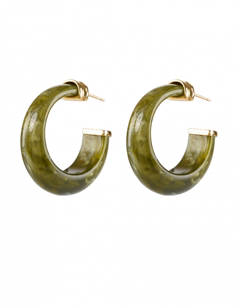 Gas Bijoux - Abalone Green Stone Hoop Earrings 