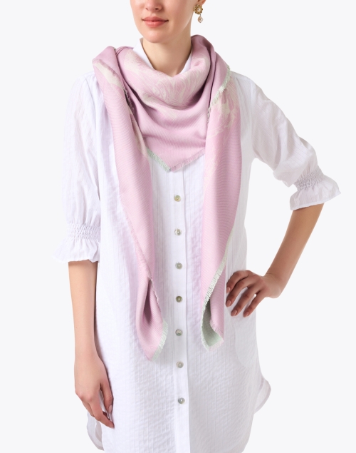 Extra_1 image - Rani Arabella - Kenya Pink and Green Print Silk Wool Scarf