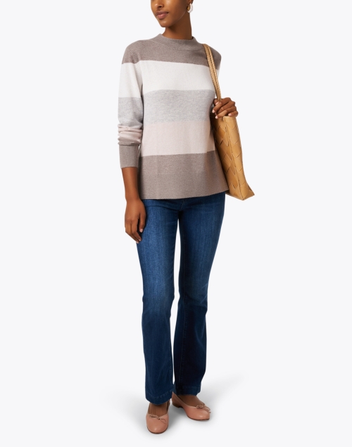 Neutral Multi Stripe Cashmere Sweater