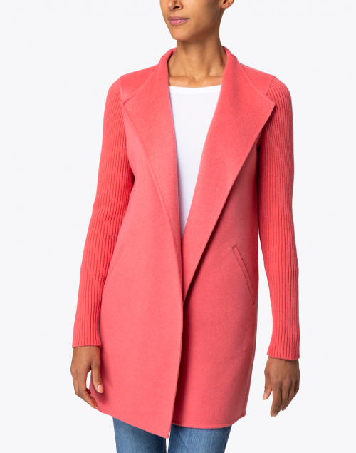 Front image - Kinross - Rosa Coral Wool Cashmere Coat