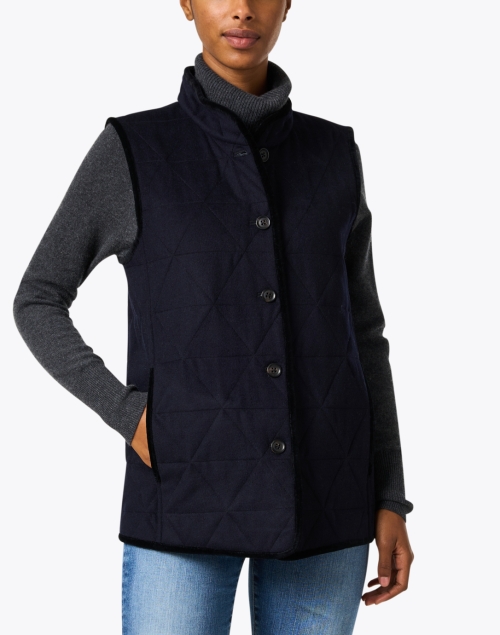 Front image - Jane Post - Navy Quilted Vest