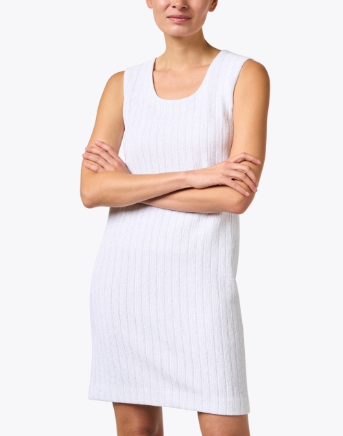 Front image - Amina Rubinacci - Malika White Lurex Shift Dress