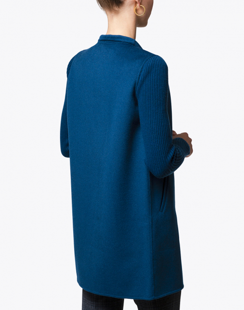 Back image - Kinross - Winter Teal Blue Wool Cashmere Coat