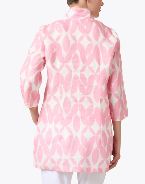 Back image - Connie Roberson - Rita Pink Abstract Print Linen Jacket