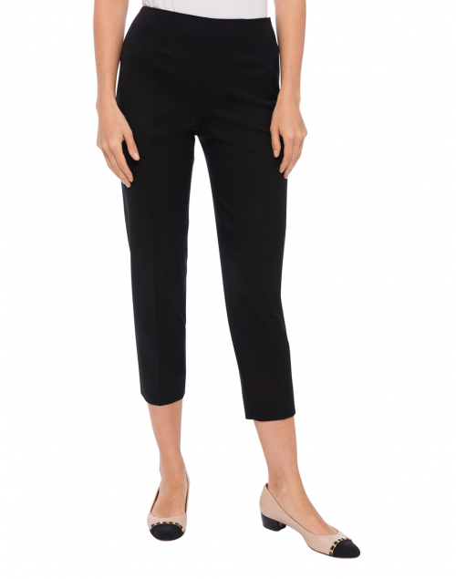 Front image - Piazza Sempione - Audrey Black Stretch Wool Gabardine Capri Pant