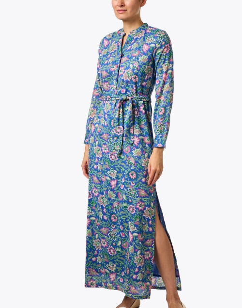 Front image - Banjanan - Crystal Blue Multi Floral Print Dress