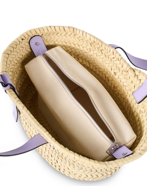Back image - Poolside - Essaouria Lavender Woven Palm Bag 