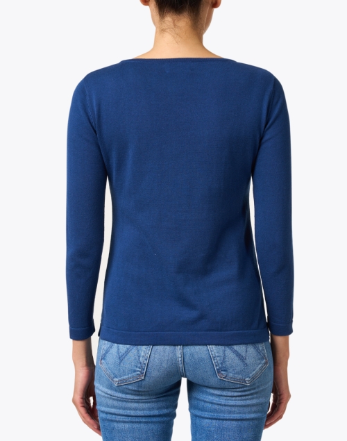Back image - Blue - Cobalt Blue Pima Cotton Boatneck Sweater