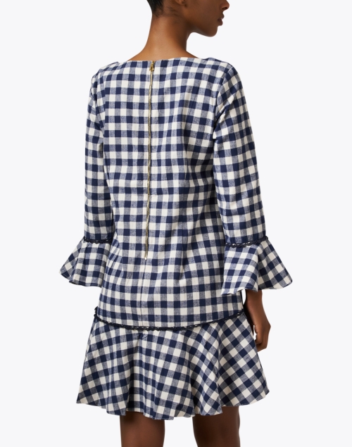 Back image - Sail to Sable - Navy Gingham Cotton Dress 