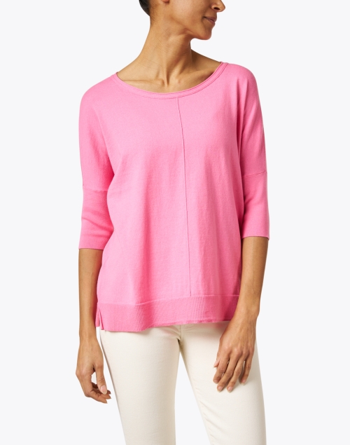 Front image - Allude - Pink Cotton Cashmere Top