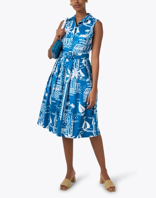 Audrey Sea Blue Print Dress