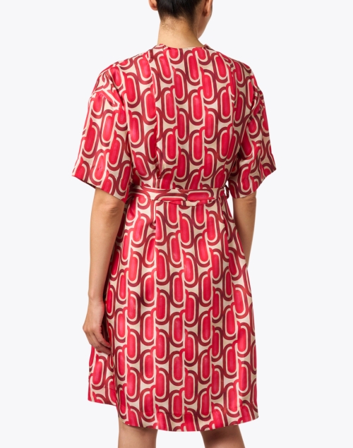 Back image - Seventy - Red Geometric Print Silk Dress