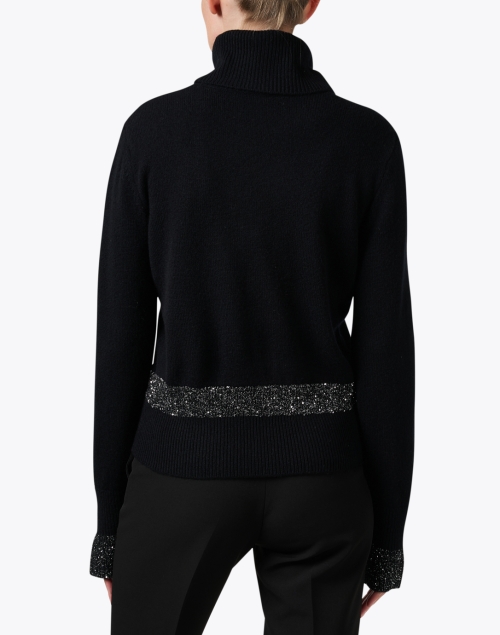 Back image - Seventy - Black Metallic Stripe Turtleneck Sweater