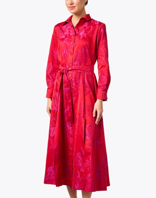 Front image - Finley - Laine Red Jacquard Print Shirt Dress