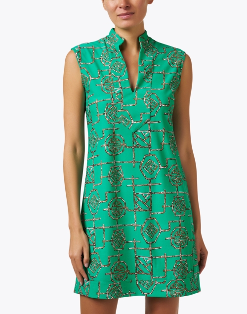 Front image - Jude Connally - Kristen Green Bamboo Print Dress
