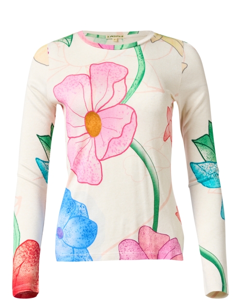 Product image - Pashma - White Multi Floral Print Cashmere Silk Sweater