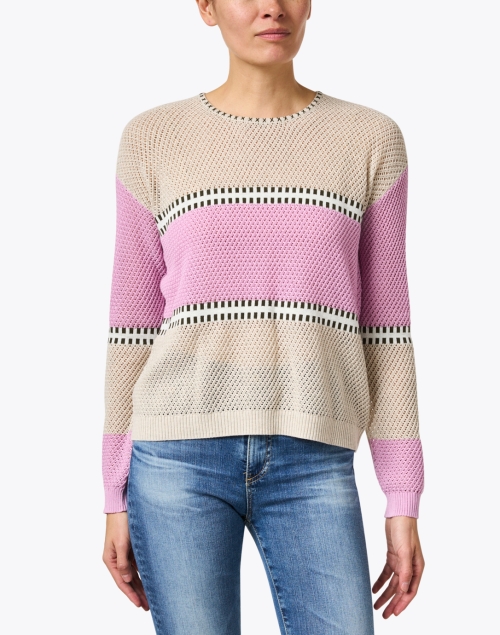 Front image - Lisa Todd - Pink and Beige Cotton Sweater