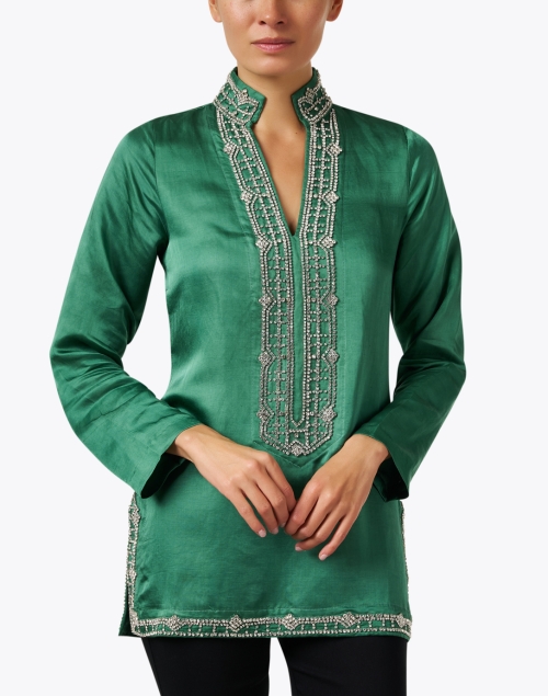 Front image - Bella Tu - Marilyn Green Embroidered Tunic Top