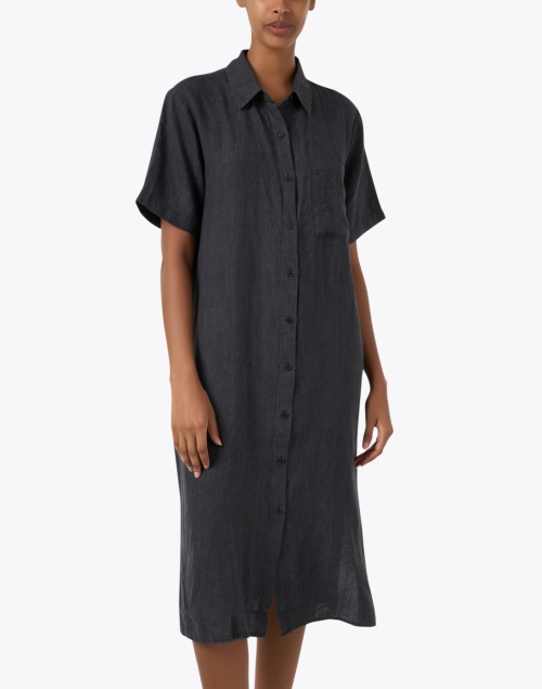 Front image - Eileen Fisher - Grey Linen Shirt Dress