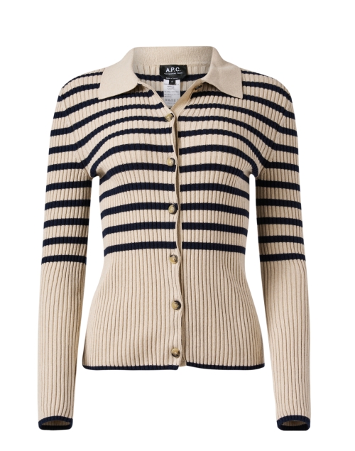 Product image - A.P.C. - Mallory Beige Striped Cardigan