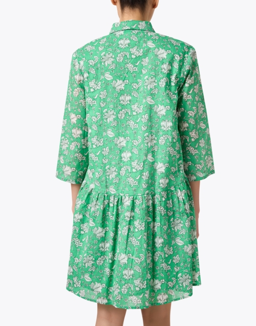 Back image - Ro's Garden - Deauville Green Floral Print Shirt Dress