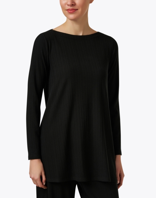 Front image - Eileen Fisher - Black Ribbed Top