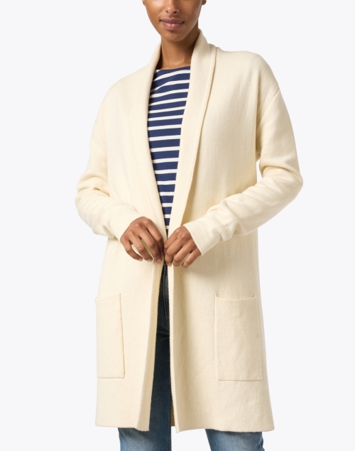 Front image - Burgess - Cream Cotton Cashmere Travel Coat