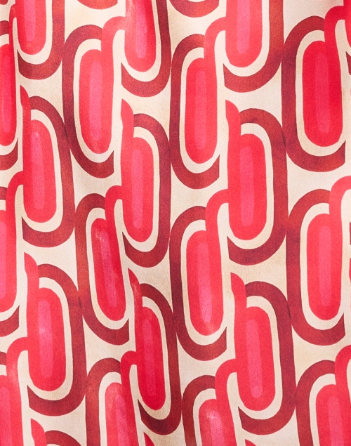 Fabric image - Seventy - Red Geometric Print Silk Dress