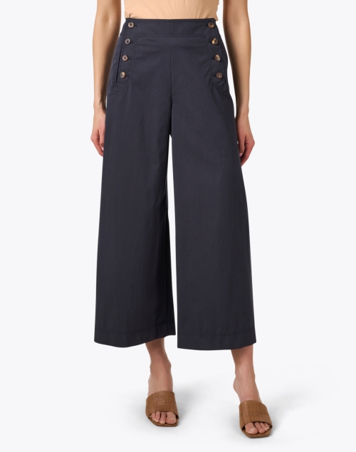 Front image - Lafayette 148 New York - Seabring Navy Wide Leg Pant