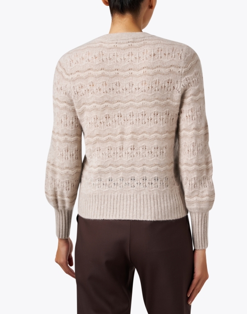 Back image - White + Warren - Beige Cashmere Stitch Sweater
