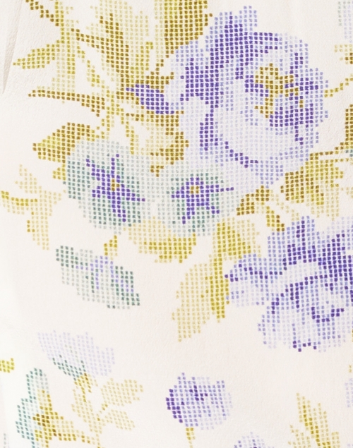 Fabric image - D'Ascoli - Lujza Periwinkle Blue Floral Silk Crepe Shirt