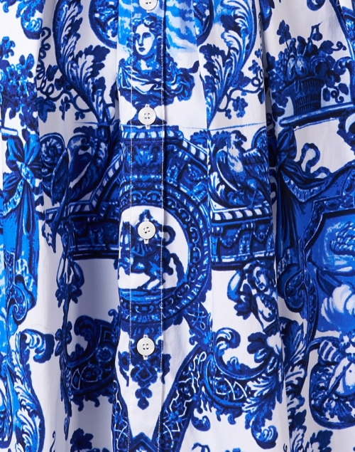 Fabric image - Samantha Sung - Audrey White and Blue Print Stretch Cotton Dress