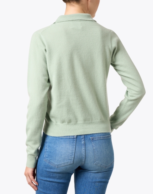 Back image - Allude - Light Green Cashmere Polo Cardigan