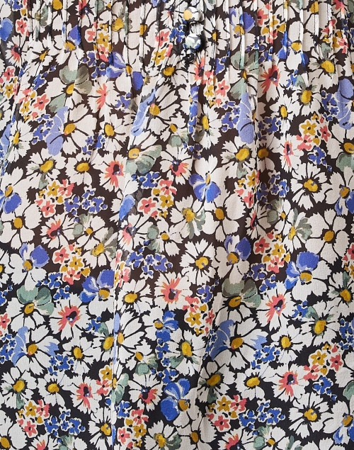 Fabric image - Veronica Beard - Lowell Multi Floral Silk Blouse 