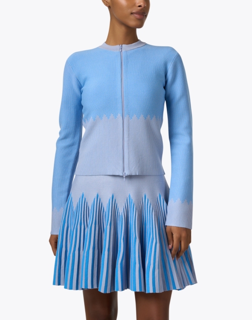 Front image - Emporio Armani - Blue Geometric Knit Jacket