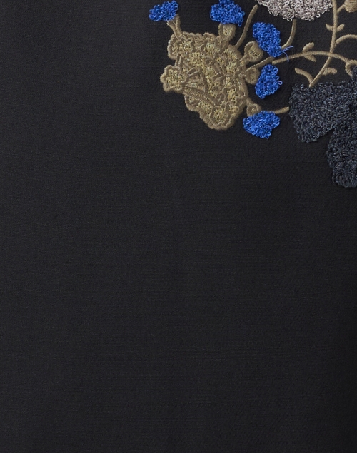 Fabric image - Lafayette 148 New York - Lowden Black Embroidered Wool Silk Coat