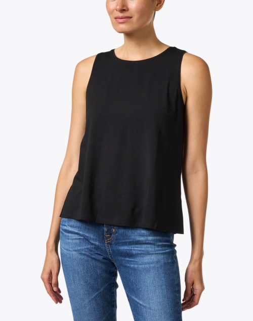 Front image - Eileen Fisher - Black Stretch Jersey Knit Tank