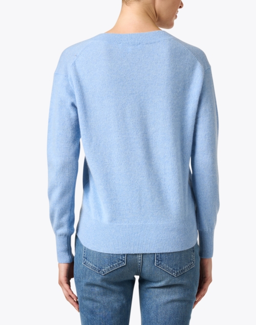 Back image - White + Warren - Blue Cashmere V-Neck Sweater
