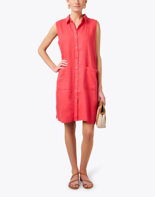 Look image - Eileen Fisher - Red Linen Shirt Dress